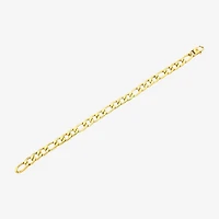 Mens 14K Gold Over Stainless Steel 8 1/2 Inch Solid Link Chain Bracelet