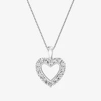 (G / Si1-Si2) Womens 1 CT. T.W. Lab Grown White Diamond Sterling Silver Heart 18 Inch Pendant Necklace
