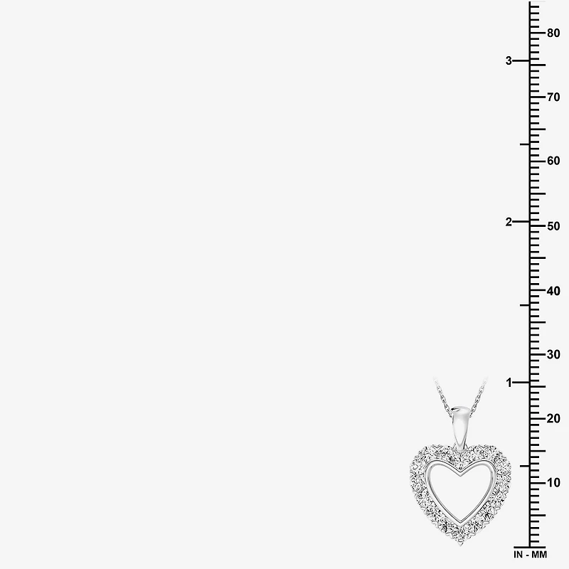 (G / Si1-Si2) Womens 1 CT. T.W. Lab Grown White Diamond Sterling Silver Heart 18 Inch Pendant Necklace