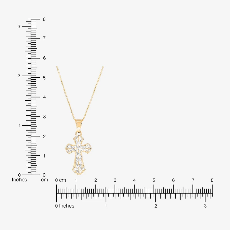 Limited Quantities! Womens 14K Gold Cross 18 Inch Pendant Necklace