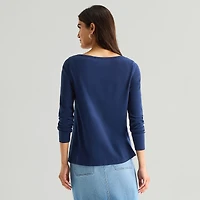 St. John's Bay Womens Easy-on + Easy-off Crew Neck Long Sleeve Adaptive T-Shirt