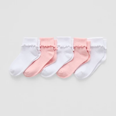 Okie Dokie Toddler Girls 5 Pair Turncuff Socks