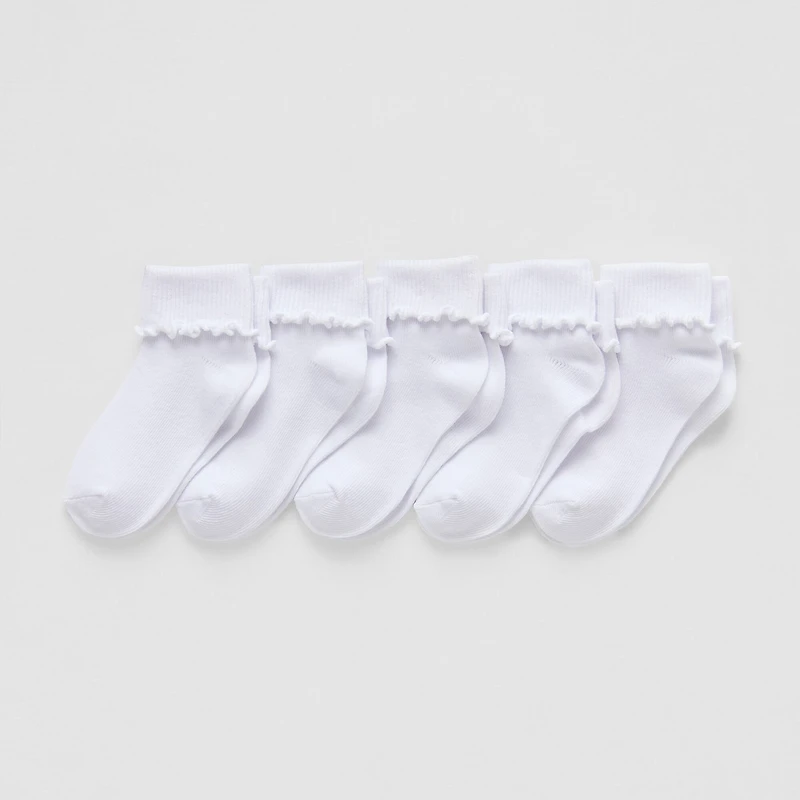 Okie Dokie Toddler Girls 5 Pair Turncuff Socks