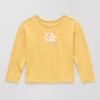Okie Dokie Toddler & Little Girls Round Neck Long Sleeve Regular Fit Graphic T-Shirt