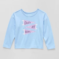 Okie Dokie Toddler & Little Girls Round Neck Long Sleeve Regular Fit Graphic T-Shirt