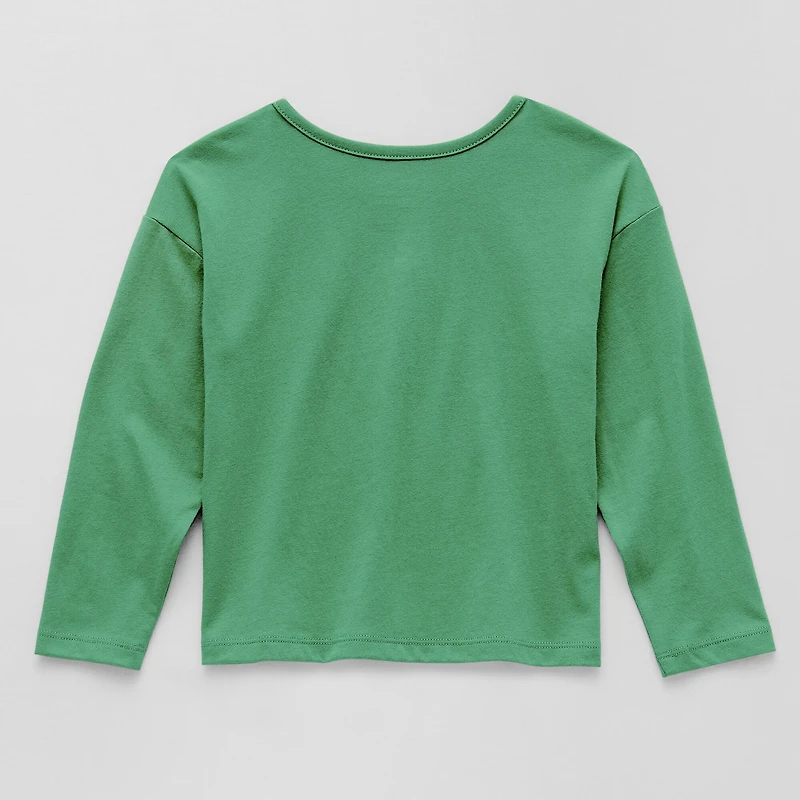 Okie Dokie Toddler & Little Girls Round Neck Long Sleeve Regular Fit Graphic T-Shirt