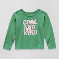 Okie Dokie Toddler & Little Girls Round Neck Long Sleeve Regular Fit Graphic T-Shirt