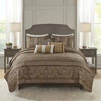 Madison Park Venetian 6-Pc Jacquard Quilt Set with Throw Pillows