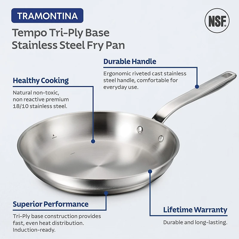 Tramontina Tempo Tri-Ply Stainless Steel 10" Frying Pan