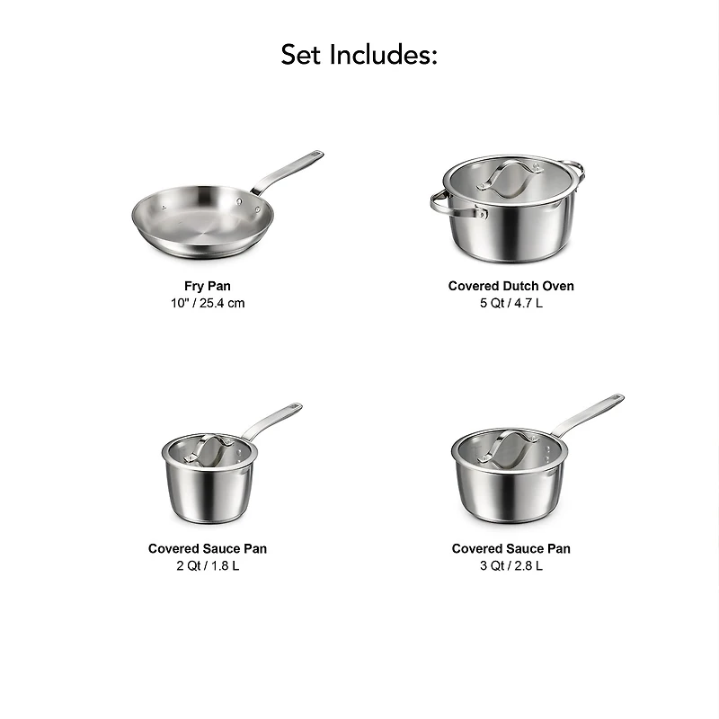 Tramontina Tempo Tri-Ply Stainless Steel 7-pc. Cookware Set