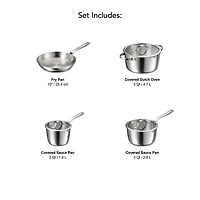 Tramontina Tempo Tri-Ply Stainless Steel 7-pc. Cookware Set