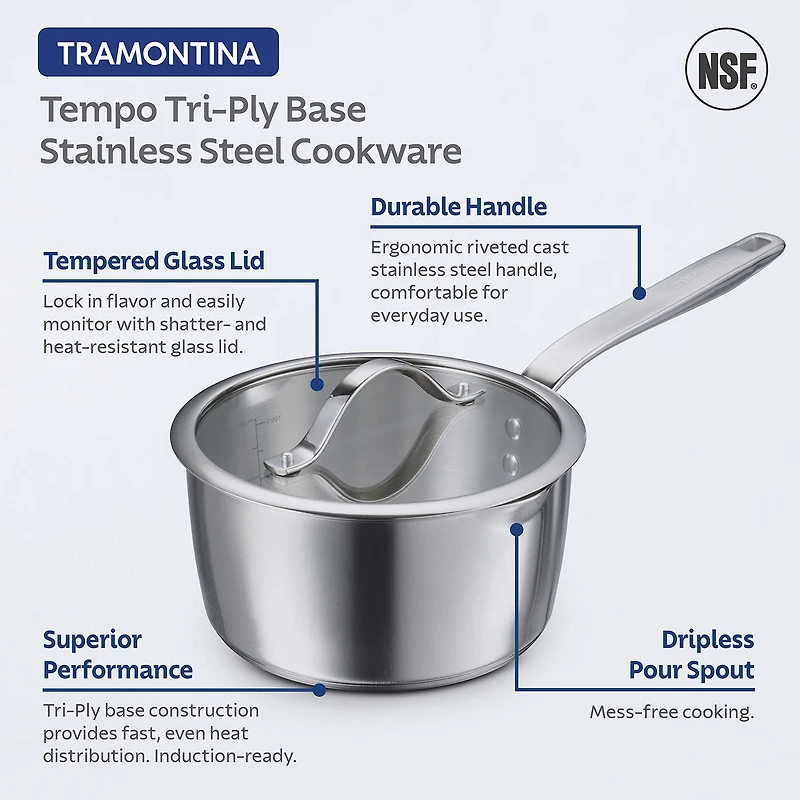 Tramontina Tempo Tri-Ply Stainless Steel 14-pc. Cookware Set