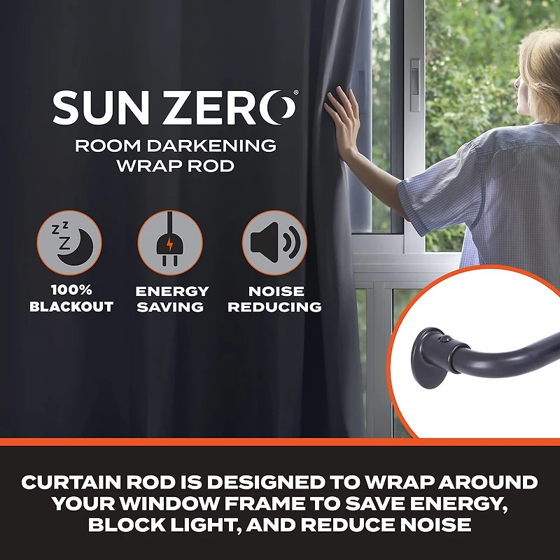 Sun Zero Blackout Wrap Around 5/8 Adjustable Curtain Rod