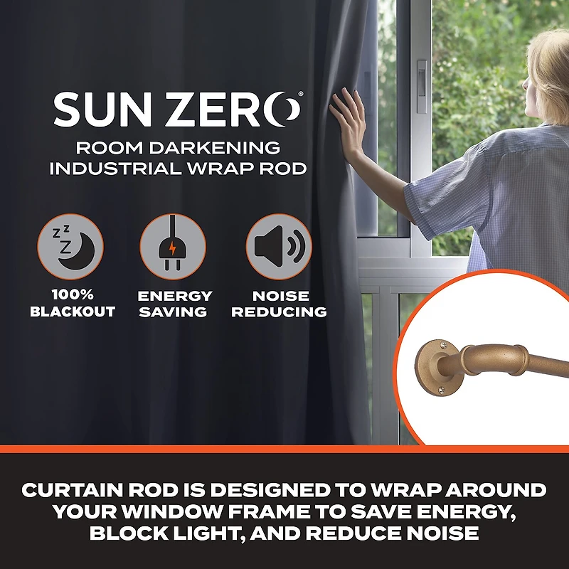 Sun Zero Room Darkening Bronn Industrial 3/4 Curtain Rod