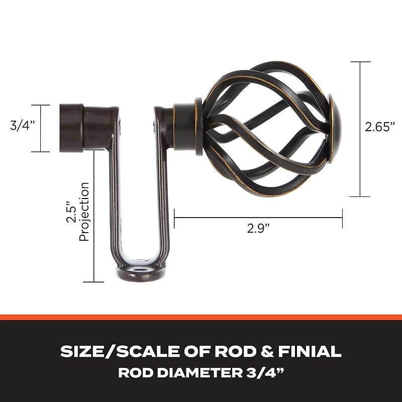 Sun Zero Room Darkening Cage 3/4 Curtain Rod