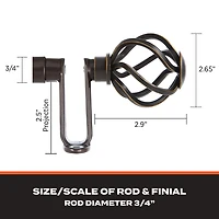 Sun Zero Room Darkening Cage 3/4 Curtain Rod