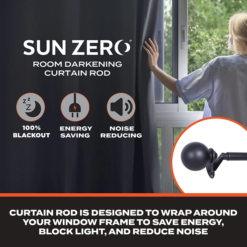 Sun Zero Room Darkening Philip 3/4 Curtain Rod