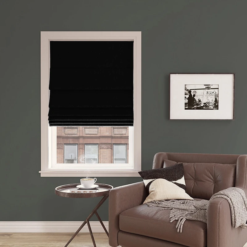 Sun Zero Pryer Energy Saving Cordless 100% Blackout Roman Shade
