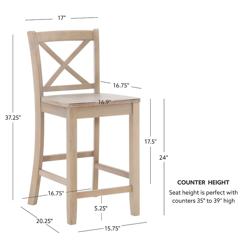 Linon Tarlton Counter Height Bar Stool