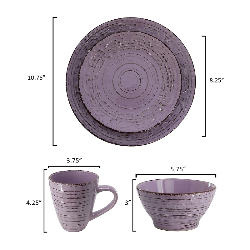 Elama Malibu Mica 16-pc. Stoneware Dinnerware Set