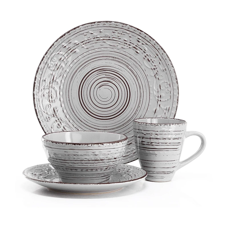 Elama Malibu Calcite 16-pc. Stoneware Dinnerware Set
