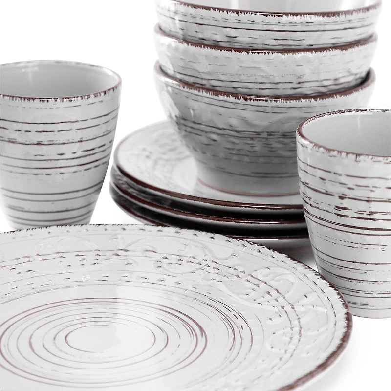 Elama Malibu Calcite 16-pc. Stoneware Dinnerware Set