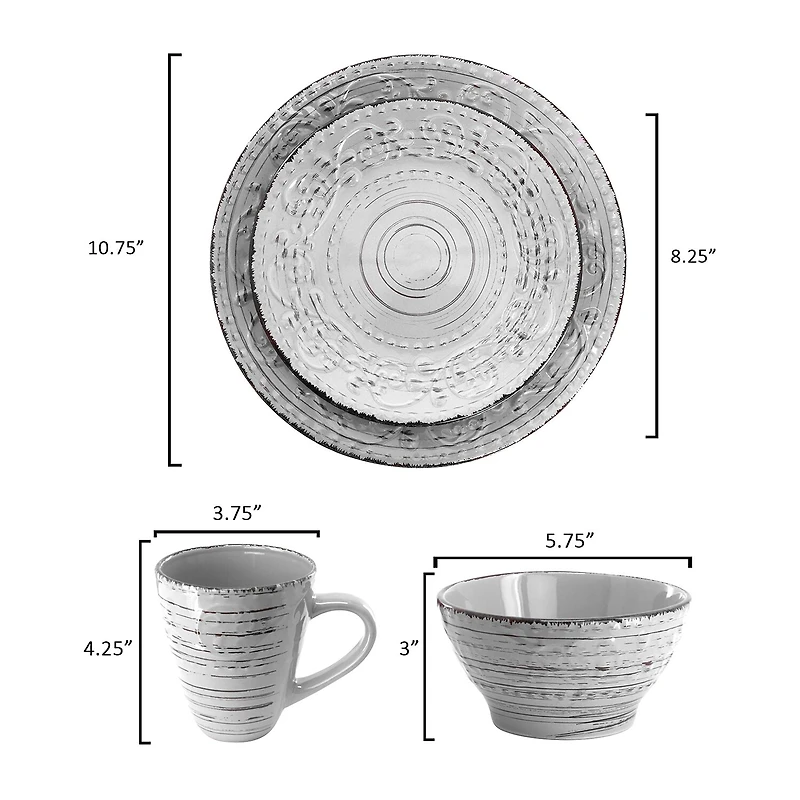 Elama Malibu Calcite 16-pc. Stoneware Dinnerware Set