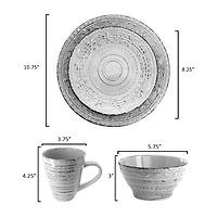 Elama Malibu Calcite 16-pc. Stoneware Dinnerware Set