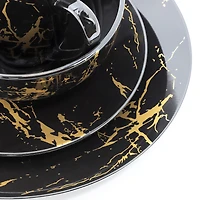 Elama Fine Marble Black 16-pc. Ceramic Dinnerware Set