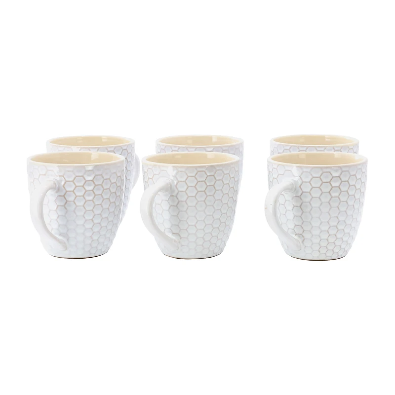 Elama Honeycomb White 6-pc. Geometric Coffee Mug