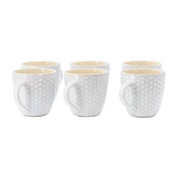 Elama Honeycomb White 6-pc. Geometric Coffee Mug