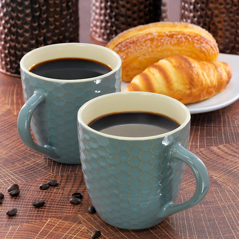 Elama Honeycomb Turquoise 6-pc. Geometric Coffee Mug