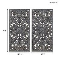 Madison Park Botanical Distressed Carved Wood 2-pc. Wall Art Set