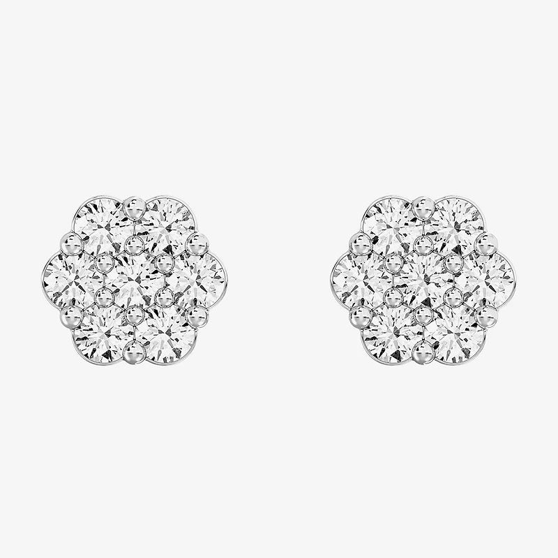 Diamond Blossom (G / Si1-Si2) 1 CT. T.W. Lab Grown White Diamond Sterling Silver 8.8mm Stud Earrings