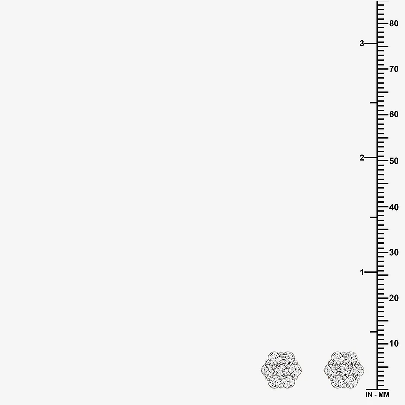Diamond Blossom (G / Si1-Si2) 1 CT. T.W. Lab Grown White Diamond Sterling Silver 8.8mm Stud Earrings