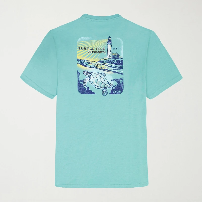 IZOD Saltwater Soft Wash Mens Crew Neck Short Sleeve Classic Fit Graphic T-Shirt