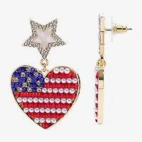 Mixit American Flag Womens Heart Star Drop Earrings