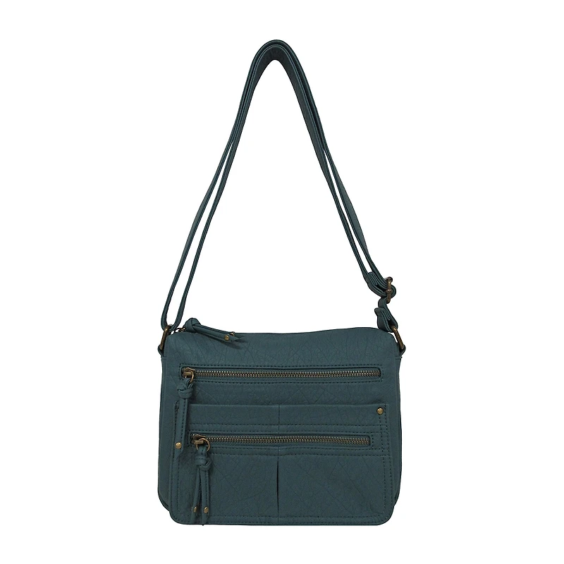 Bueno of California Elephant Washed Double Zip Crossbody Bag
