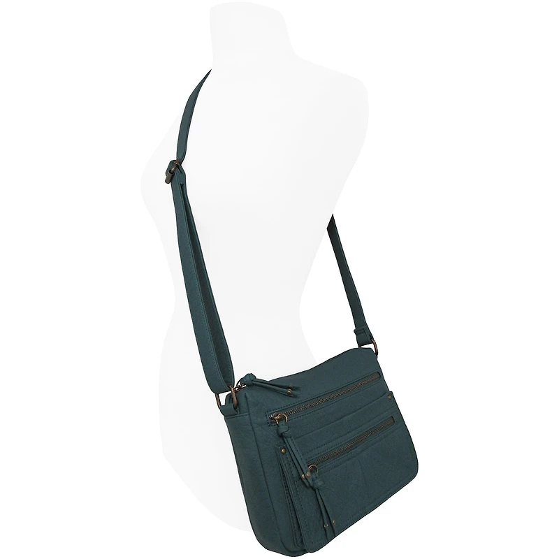 Bueno of California Elephant Washed Double Zip Crossbody Bag