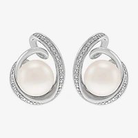 White Cultured Freshwater Pearl Sterling Silver 16mm Round Stud Earrings