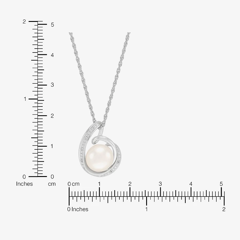 Womens White Cultured Freshwater Pearl Sterling Silver 18 Inch Pendant Necklace