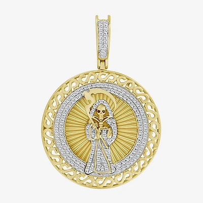 (J / I3) Mens 1/3 CT. T.W. Natural White Diamond 10K Gold Pendant