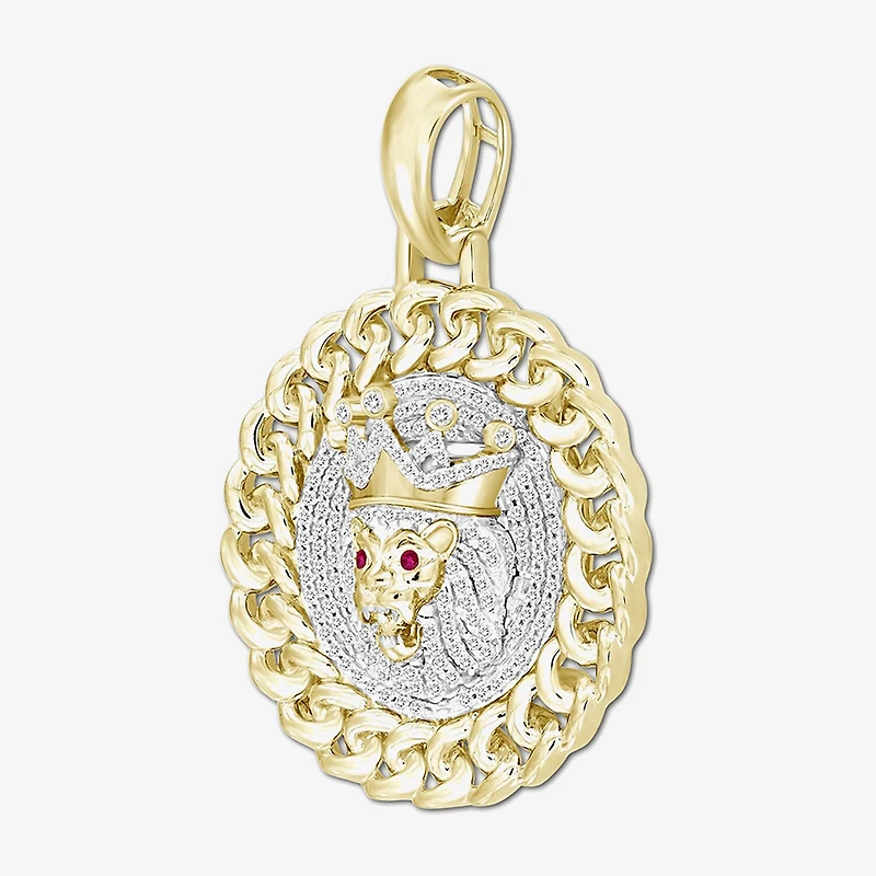 (J / I3) Mens 3/8 CT. T.W. Natural White Diamond 10K Gold Pendant