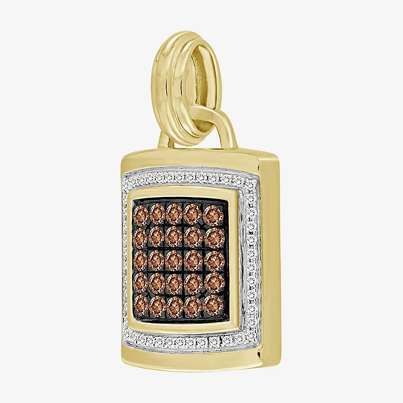 (Brown / I3) Mens 1/2 CT. T.W. Natural Champagne Diamond 10K Gold Pendant