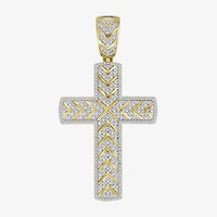 Cross (J / I3) Mens 1 1/2 CT. T.W. Natural White Diamond 10K Gold Cross Pendant