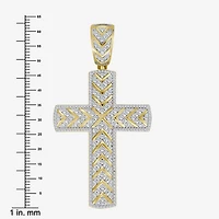 Cross (J / I3) Mens 1 1/2 CT. T.W. Natural White Diamond 10K Gold Cross Pendant