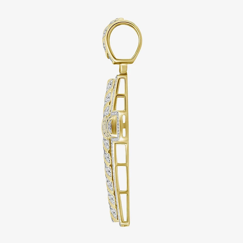Cross (J / I3) Mens 1 1/2 CT. T.W. Natural White Diamond 10K Gold Cross Pendant