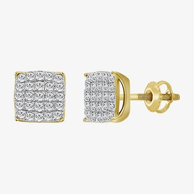 (J / I3) 1 CT. T.W. Natural White Diamond 10K Gold 10mm Stud Earrings