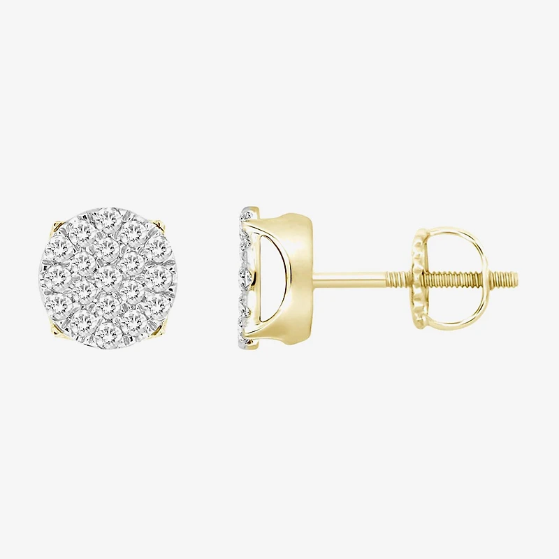 (J / I3) 3/4 CT. T.W. Natural White Diamond 10K Gold 8.7mm Oval Stud Earrings