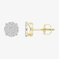 (J / I3) 3/4 CT. T.W. Natural White Diamond 10K Gold 8.7mm Oval Stud Earrings